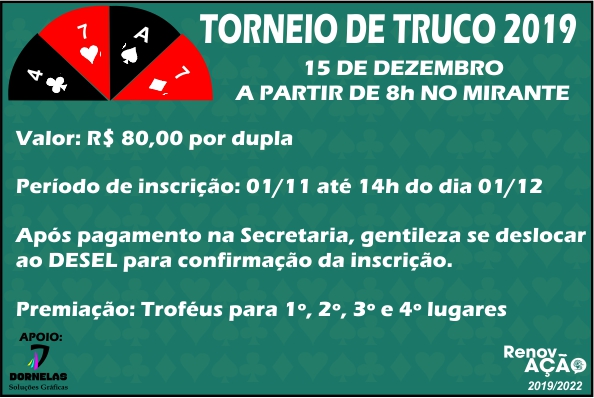 Vem aí o Torneio de Truco 2019 do Clube Náutico de Sete Lagoas
