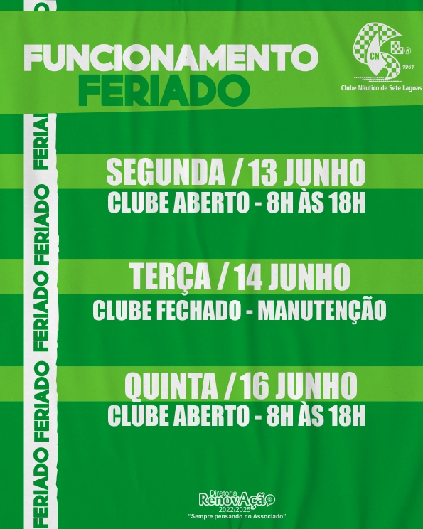 funcionamento feriados clube site
