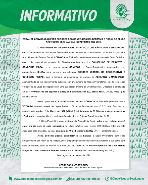 Informaivo CN site edital eleição 2